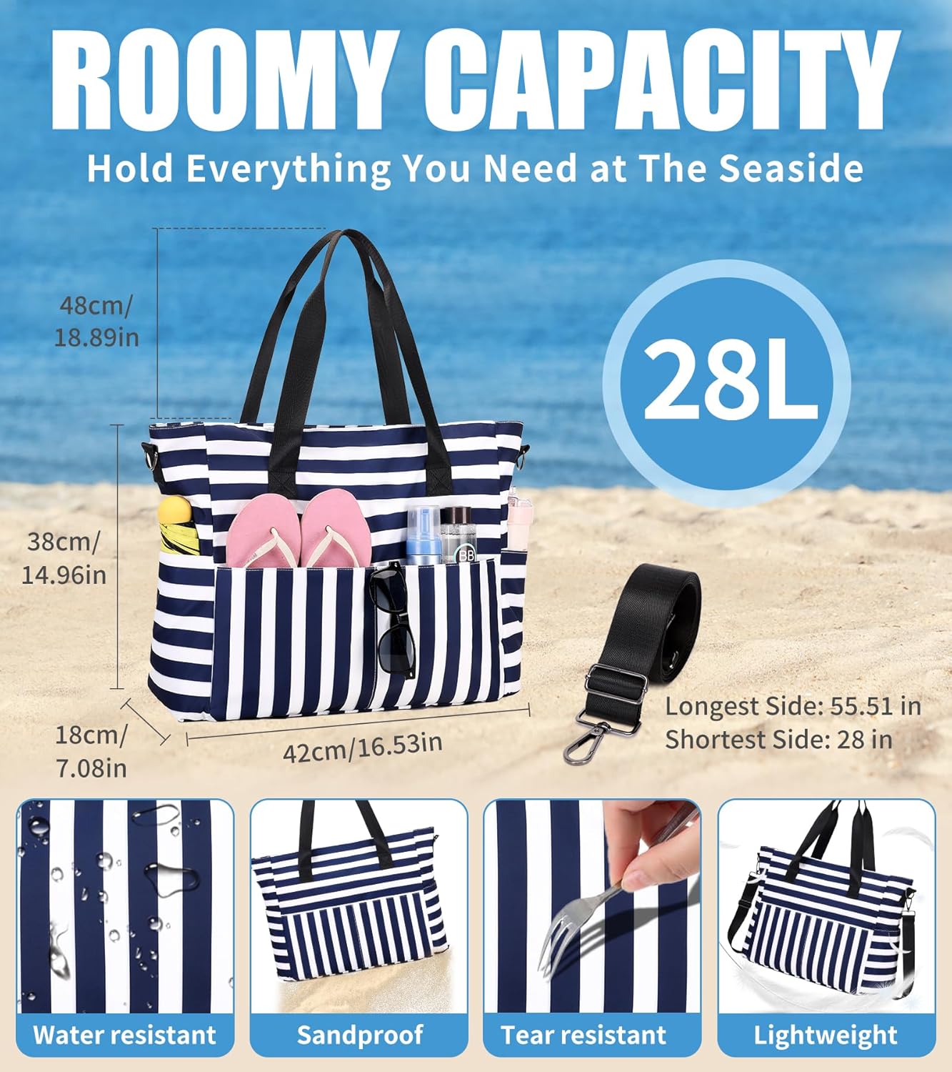 Large Waterproof Beach Bag wit - Women Bags Large incelemesi ve fiyatı